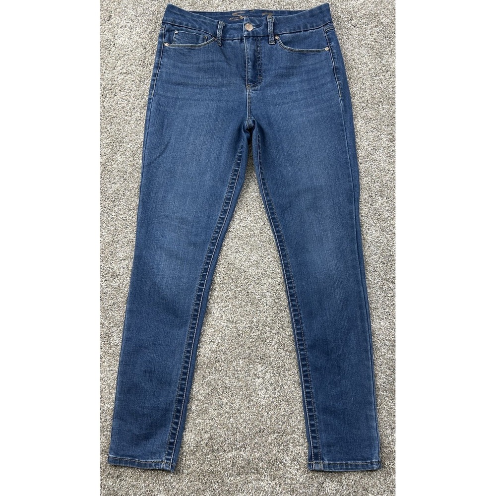 SEVEN 7 SKINNY JEAN SIZE 12 BLUE DENIM LADIES JEANS RN#109890 - Picture 2 of 10